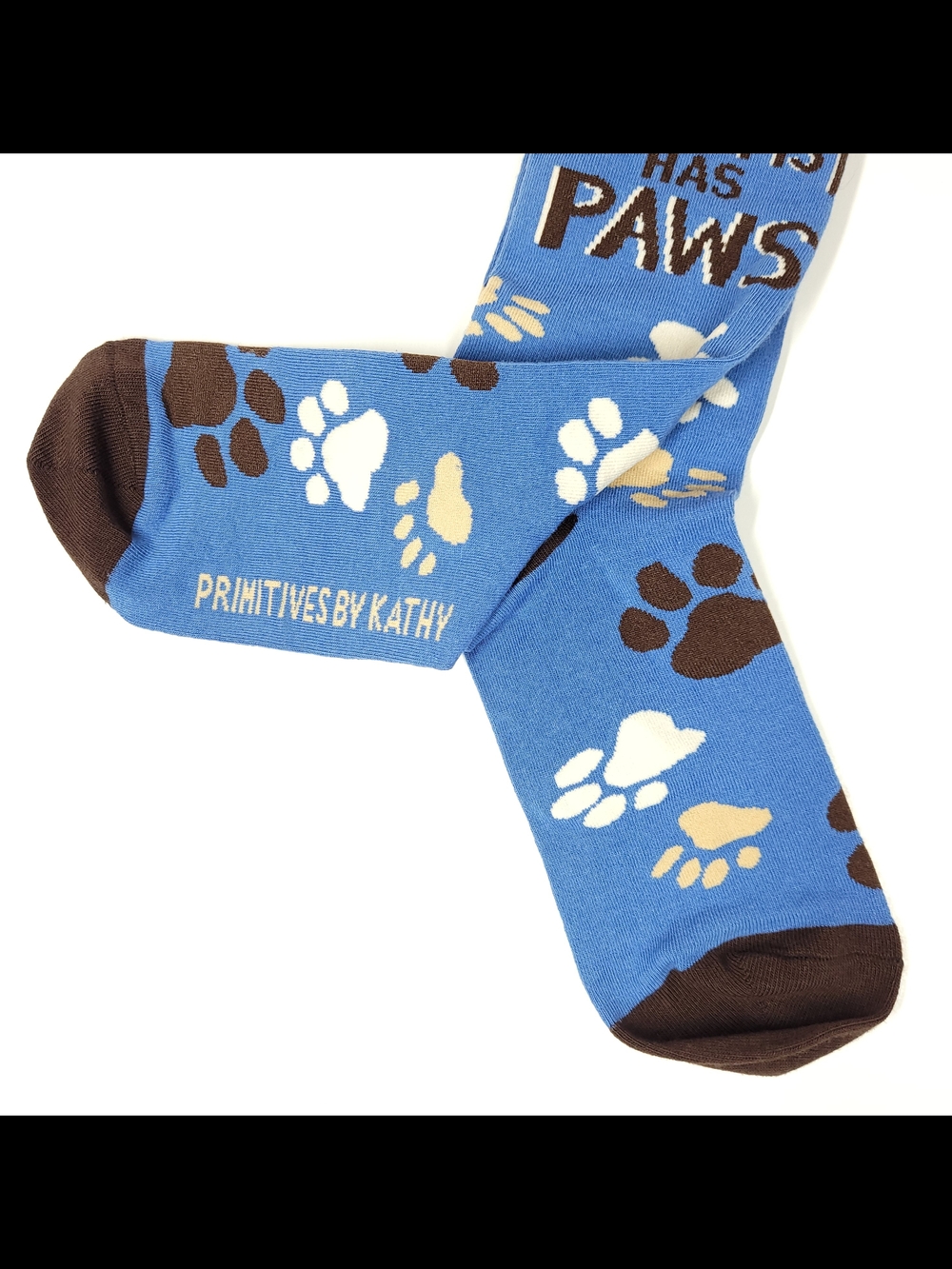 NWT Primitives by Kathy Dog Paw Print Crew Socks "My Therapist Has Paws" OS